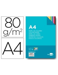 PAPEL COLOR LIDERPAPEL A4 80G/M2 25 COLORES SURTIDOS PAQUETE DE 100 HOJAS