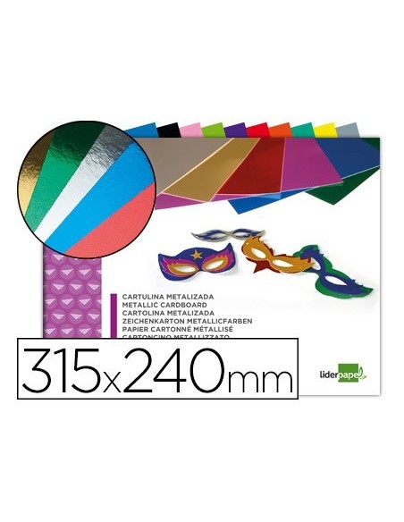BLOC TRABAJOS MANUALES LIDERPAPEL CARTULINA METALIZADA 240X315MM 10 HOJAS COLORES SURTIDOS