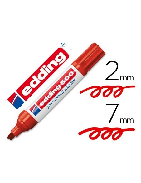 ROTULADOR EDDING MARCADOR PERMANENTE 500 ROJO PUNTA BISELADA 7 MM