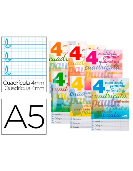 LIBRETA LIDERPAPEL PAUTAGUIA TAPA CARTONCILLO 32 HOJAS DIN A5 70 G CUADRICULADO PAUTADO 4 MM