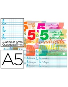 LIBRETA LIDERPAPEL PAUTAGUIA TAPA CARTONCILLO 32 HOJAS DIN A5 70 G CUADRICULADO PAUTADO 5 MM