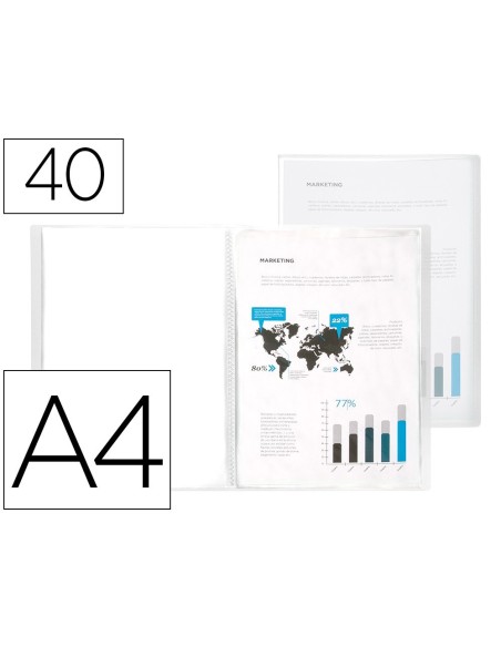 CARPETA LIDERPAPEL ESCAPARATE 47054 40 FUNDAS POLIPROPILENO DIN A4 TRANSPARENTE TRANSLUCIDO