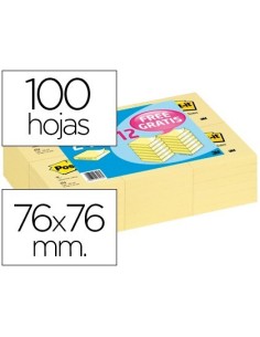 BLOC DE NOTAS ADHESIVAS QUITA Y PON POST-IT 76X76 MM PACK PROMOCIONAL 24+12 UNIDADES