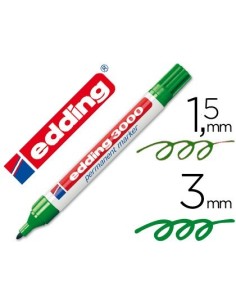 ROTULADOR EDDING MARCADOR PERMANENTE 3000 VERDE PUNTA REDONDA 1,5-3 MM RECARGABLE