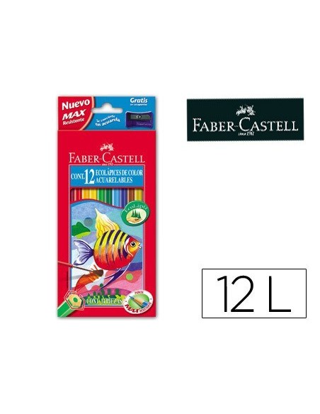 LAPICES DE COLORES FABER CASTELL ACUARELABLES CAJA DE 12 UNIDADES COLORES SURTIDOS