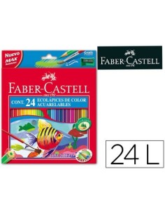 LAPICES DE COLORES FABER CASTELL ACUARELABLES CAJA DE 24 UNIDADES COLORES SURTIDOS
