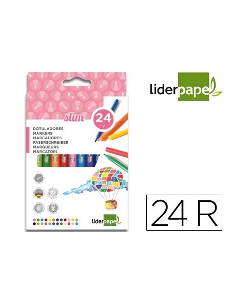 ROTULADOR LIDERPAPEL SLIM CAJA DE 24 UNIDADES COLORES SURTIDOS