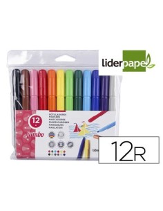 ROTULADOR LIDERPAPEL JUMBO BOLSA 12 UNIDADES COLORES SURTIDOS