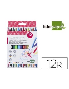 ROTULADOR LIDERPAPEL DUO DOBLE PUNTA FINA Y GRUESA CAJA DE 12UNIDADES COLORES SURTIDOS