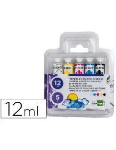 TEMPERA LIDERPAPEL EN TUBO DE ALUMINO DE 12 ML ESTUCHE DE 5 TUBOS COLORES SURTIDOS