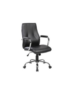 SILLA ROCADA DIRECCION SIMIL PIEL CON BRAZOS BASE METALICA CROMADA DIAMETRO 700MM RESPALDO 730MMX500MM