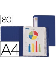 CARPETA LIDERPAPEL PERSONALIZA 31762 80 FUNDAS POLIPROPILENO DIN A4 AZUL LOMO PERSONALIZABLE