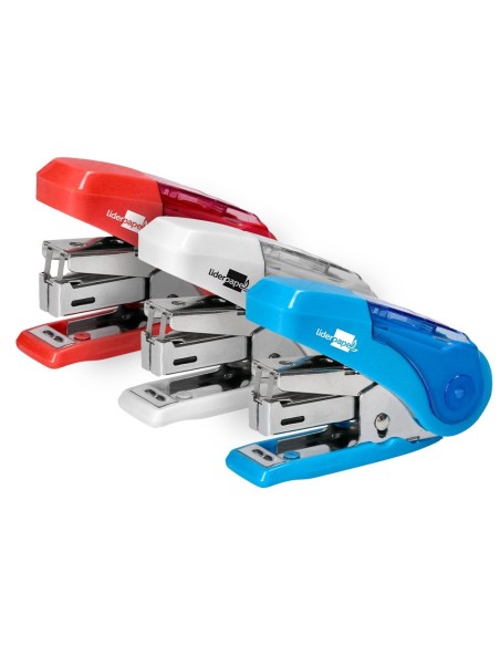 GRAPADORA LIDERPAPEL MICRO CON REGALO DE FUNDA Y CAJA DE 1000 GRAPAS N.10 CAPACIDAD 12 HOJAS COLORES SURTIDOS