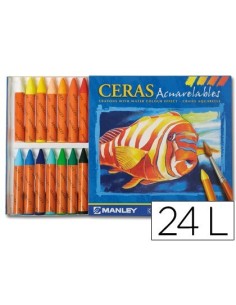 LAPICES CERA MANLEY ACUARELABLE CAJA DE 24 UNIDADES COLORES SURTIDOS