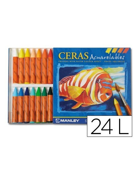 LAPICES CERA MANLEY ACUARELABLE CAJA DE 24 UNIDADES COLORES SURTIDOS