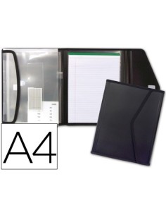 CARPETA LIDERPAPEL PORTADOCUMENTOS POLIPROPILENO CON 5 BOLSAS Y BLOC DE NOTAS CIERRE DE VELCRO DIN A4 NEGRO