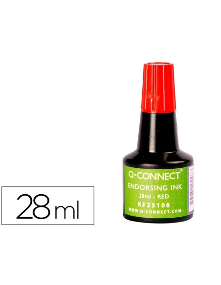 TINTA TAMPON Q-CONNECT ROJO FRASCO DE 28 ML