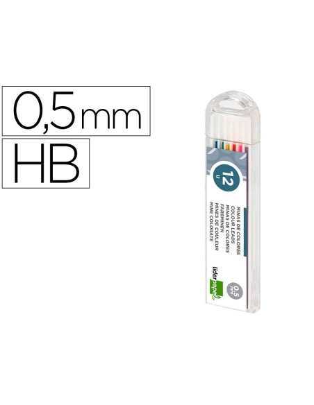 MINAS LIDERPAPEL COLORES SURTIDOS DE 0,5 MM ESTUCHE DE 12 MINAS