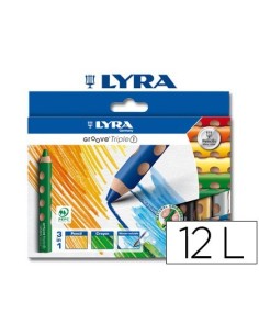 LAPICES DE COLORES ACUARELABLE LYRA GROOVE TRIPLETRIANGULAR MINAS 10 MM CAJA DE 12 COLORES SURTIDOS