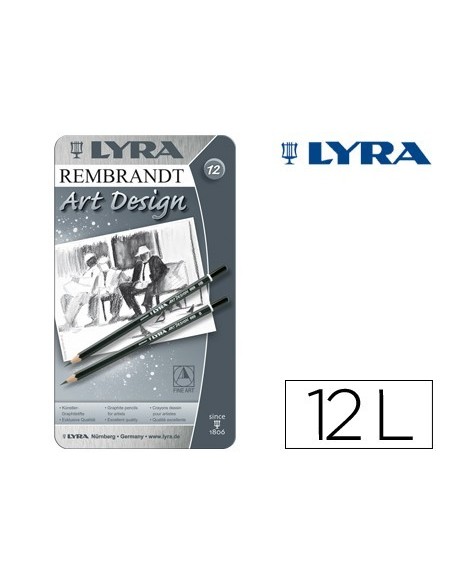 LAPICES DE GRAFITO LYRA REMBRAND ART DESIGN CAJA DE 12 GRADUACIONES 6B-5B-4B-3B 2B-B-HB-F-H-2H-3H-4H
