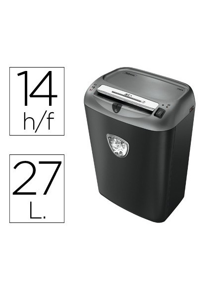 DESTRUCTORA DE DOCUMENTOS FELLOWES PS-70S CAPACIDAD DE CORTE 14 H DESTRUYE GRAPAS CLIPS TARJETAS Y CD 27 LITROS