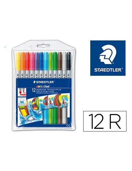ROTULADOR STAEDTLER NORIS CLUB DOBLE PUNTA CAJA DE 12 UNIDADES COLORES SURTIDOS