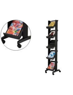 EXPOSITOR FASTPAPERFLOW DE SUELO MOVIL 5 ESTANTES DE 275X327MM COLOR NEGRO TAMAÑO DEL EXPOSITOR 350X1675X385 MM