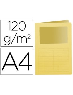 SUBCARPETA CARTULINA Q-CONNECT DIN A4 AMARILLA CON VENTANA TRANSPARENTE 120 GR
