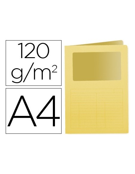 SUBCARPETA CARTULINA Q-CONNECT DIN A4 AMARILLA CON VENTANA TRANSPARENTE 120 GR