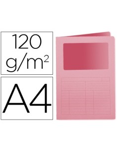 SUBCARPETA CARTULINA Q-CONNECT DIN A4 ROSA CON VENTANA TRANSPARENTE 120 GR