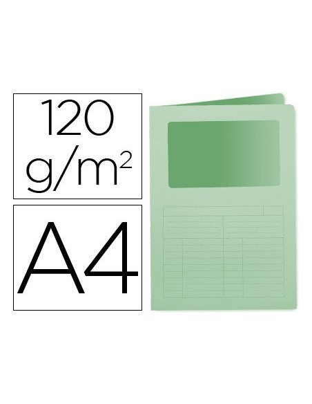 SUBCARPETA CARTULINA Q-CONNECT DIN A4 VERDE CON VENTANA TRANSPARENTE 120 GR