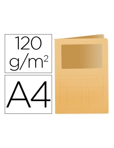SUBCARPETA CARTULINA Q-CONNECT DIN A4 NARANJA CON VENTANA TRANSPARENTE 120 GR