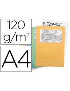 SUBCARPETA CARTULINA Q-CONNECT DIN A4 COLORES SURTIDOS CON CON VENTANA TRANSPARENTE 120 GR PAQUETE DE 25 UNIDADES