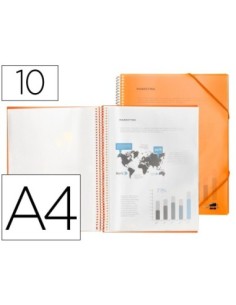 CARPETA LIDERPAPEL ESCAPARATE CON ESPIRAL 10 FUNDAS POLIPROPILENO DIN A4 NARANJA