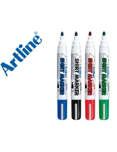 ROTULADOR ARTLINE CAMISETA EKT-2 NEGRO ROJO AZUL Y VERDE PUNTA REDONDA 2 MM PARA USO EN CAMISETA CAJA DE 4