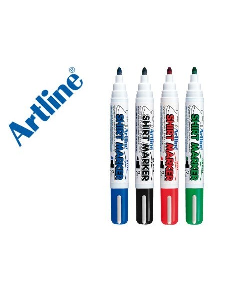 ROTULADOR ARTLINE CAMISETA EKT-2 NEGRO ROJO AZUL Y VERDE PUNTA REDONDA 2 MM PARA USO EN CAMISETA CAJA DE 4