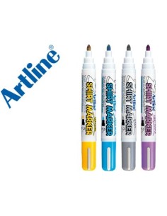 ROTULADOR ARTLINE CAMISETA EKT-2 AMARILLO,GRIS,CELESTE Y VIOLETA PUNTA REDONDA 2 MM USO EN CAMISETA CAJA DE 4