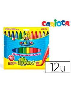 ROTULADOR CARIOCA JUMBO PUNTA GRUESA ESTUCHE DE 12 COLORES SURTIDOS