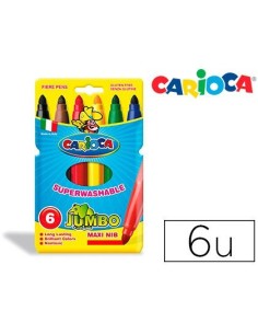 ROTULADOR CARIOCA JUMBO PUNTA GRUESA ESTUCHE DE 6 COLORES SURTIDOS