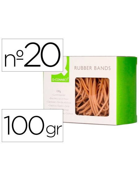 GOMILLAS ELASTICAS Q-CONNECT 100 GR NUMERO 20 200 X 2 MM