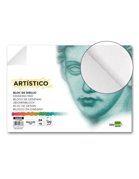 BLOC DIBUJO LIDERPAPEL ARTISTICO ENCOLADO 594X420MM 24+6 HOJAS 120G/M2 SIN RECUADRO