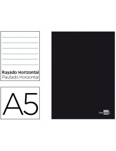 LIBRETA LIDERPAPEL TAPA NEGRA A5 80 HOJAS 60G/M2 HORIZONTAL CON DOBLE MARGEN