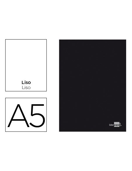 LIBRETA LIDERPAPEL TAPA NEGRA A5 80 HOJAS 60G/M2 LISO SIN MARGEN