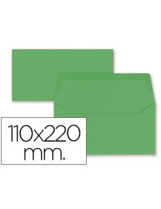 SOBRE LIDERPAPEL AMERICANO VERDE ACEBO 110X220 MM 80 GR PACK DE 9 UNIDADES