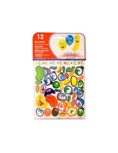 GLOBO 100% LATEX BIODEGRADABLE PEGATINAS BOLSA DE 12 UNIDADES