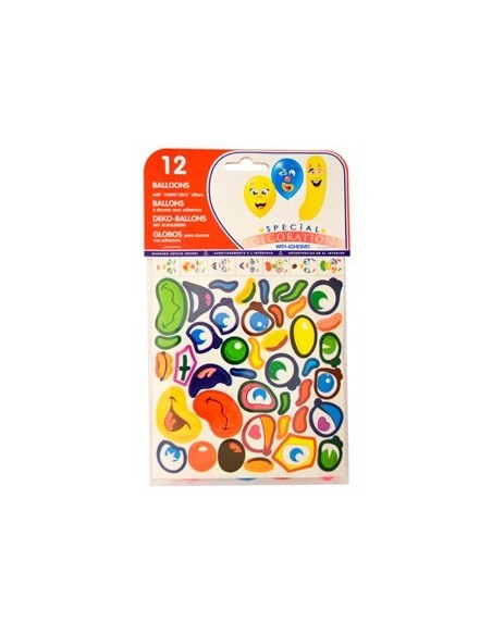 GLOBO 100% LATEX BIODEGRADABLE PEGATINAS BOLSA DE 12 UNIDADES
