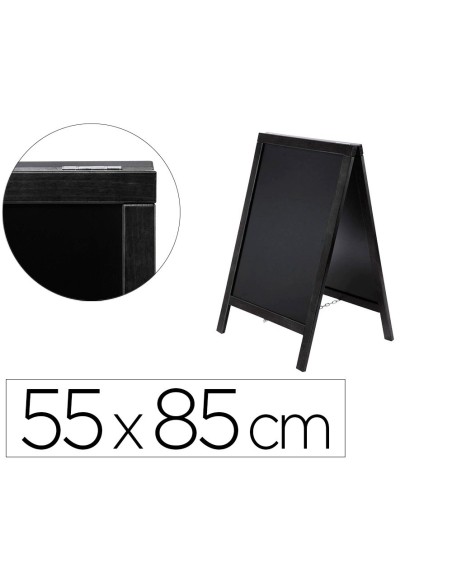 PIZARRA NEGRA LIDERPAPEL CABALLETE DOBLE CARA DE MADERA CON SUPERFICIE PARA ROTULADORES TIPO TIZA 55X85 CM