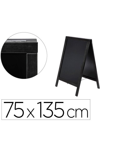 PIZARRA NEGRA LIDERPAPEL CABALLETE DOBLE CARA DE MADERA CON SUPERFICIE PARA ROTULADORES 75X135 CM