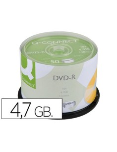 DVD-R Q-CONNECT CAPACIDAD 4,7GB DURACION 120MIN VELOCIDAD 16X BOTE DE 50 UNIDADES