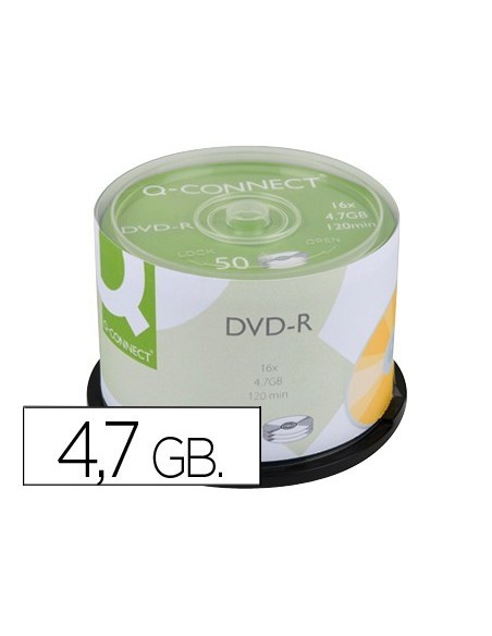DVD-R Q-CONNECT CAPACIDAD 4,7GB DURACION 120MIN VELOCIDAD 16X BOTE DE 50 UNIDADES